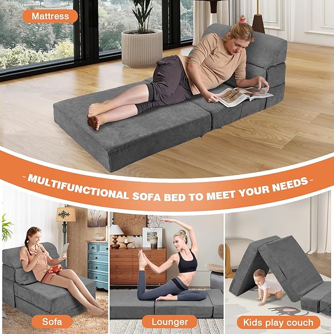 Foldable Sofa Bed for Adults Comfy Folding Sofa Bed, Convertible Sleeper Sofa - Image 6