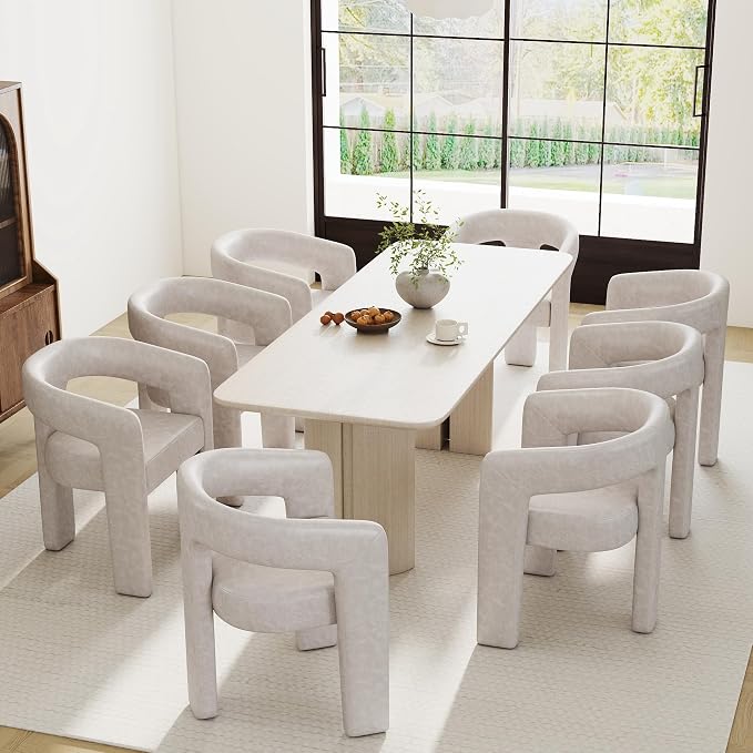 RIVOVA Modern Barrel Dining Chair Grey PU Leather Upholstered Accent Side Chair - Image 7