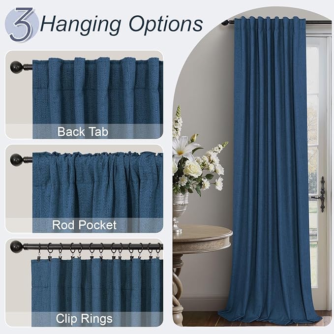 Navy Blue Short Blackout Curtains 54 Inch Length 2 Panels - Image 5