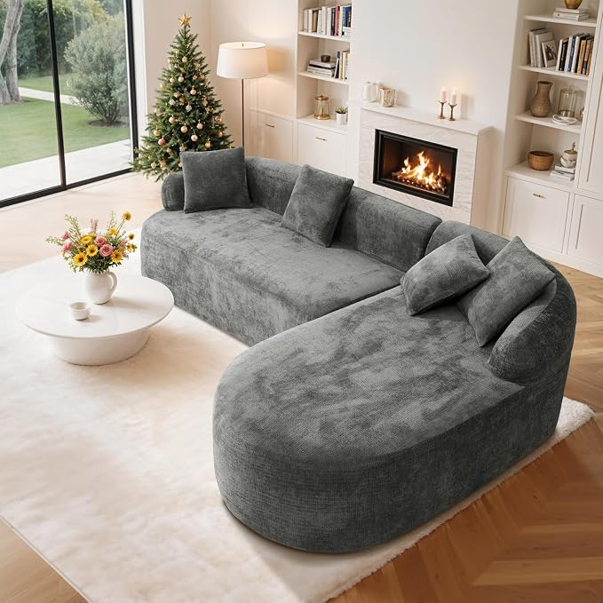 99" Curved Sectional Sofa with Chaise, Modern Boneless Couch with Deep Seat - Image 2