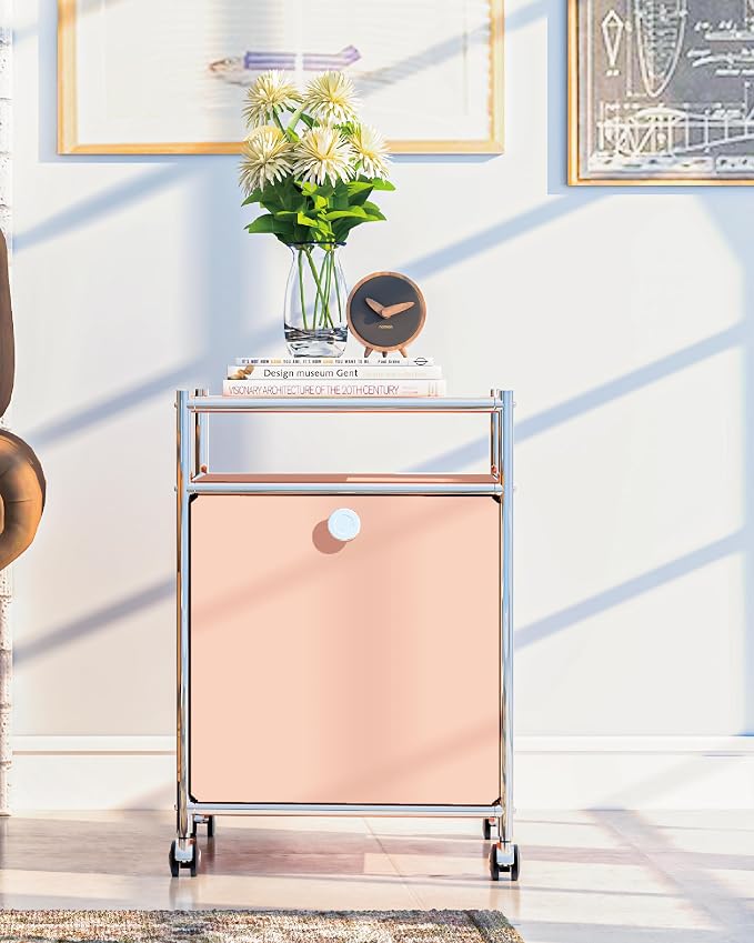 Matte Storage Cart with Flap Door, Large Capacity Storage Cart with Detachable - Image 6