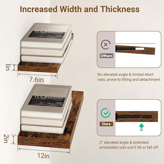 48 Inch Floating Shelves, 12 Inch Deep Floating Shelves - Image 4