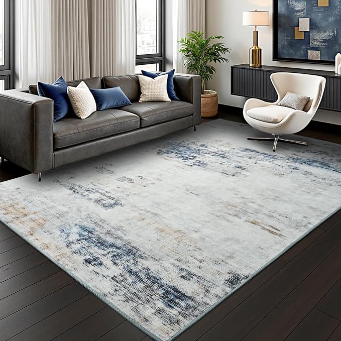 Toneed Abstract Area Rug Modern Washable Rug Soft Non Slip Rug Low Pile by Toneed