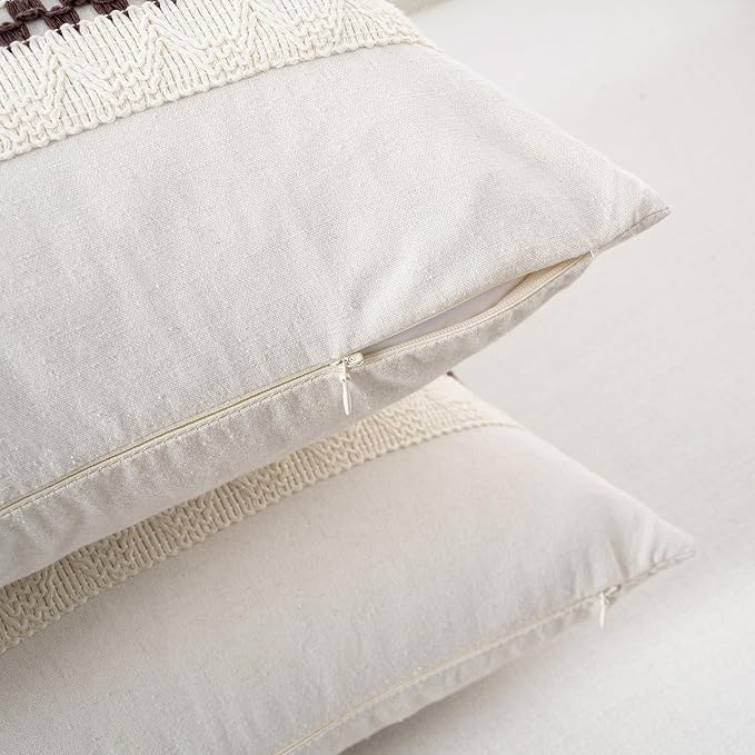 Fancy Homi Set of 1 Boho Brown Long Lumbar Decorative Throw Pillow Cover 14x24 - Image 3