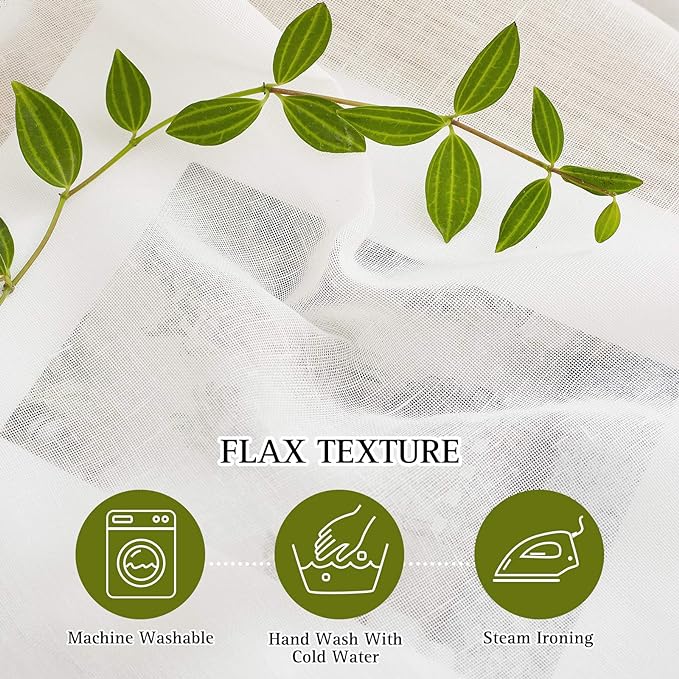 NICETOWN Semi Sheer Linen Curtains Flax Textured - Image 4