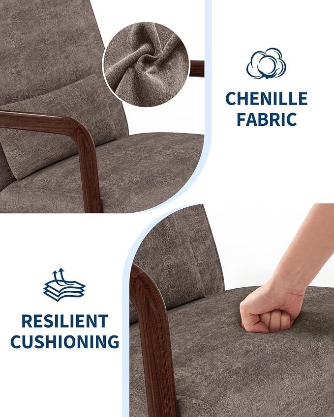 Garvee Mid-Century Chenille Accent Chair Set of 2, Cozy Reading Chair, Modern - Image 3