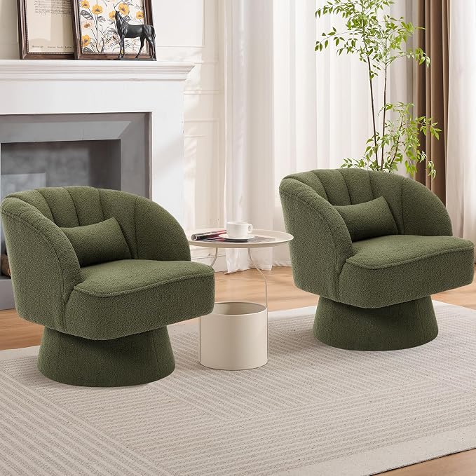 Garvee Ultra-Plush Swivel Accent Chair, 360° Barrel Lounge Chair - Image 6