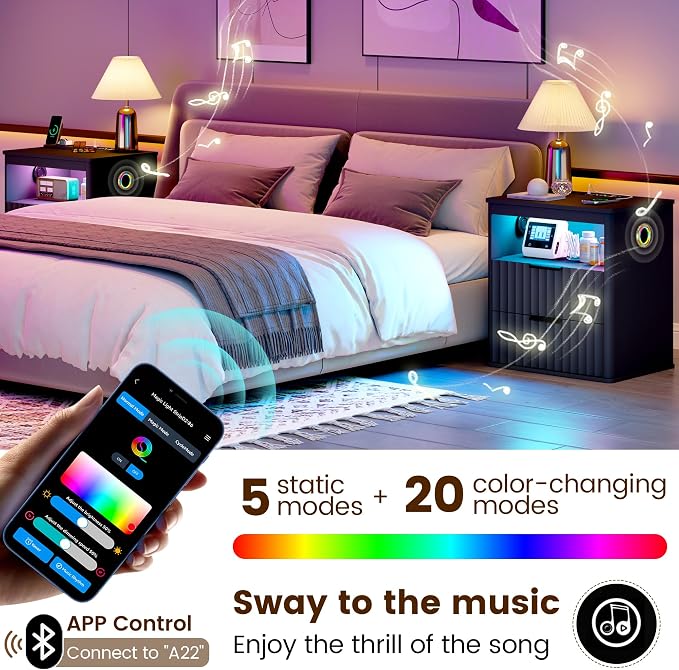 WOOVIVS Modern Nightstand Set of 2 - Image 4