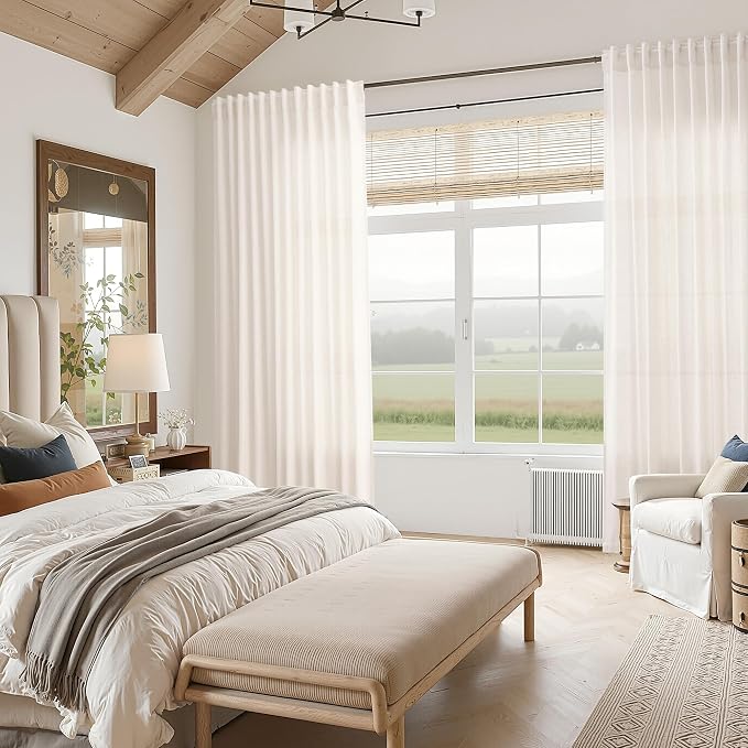 Ivory White Curtains 96 Inches Long 2 Panels - Image 7