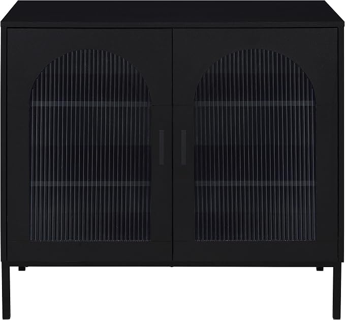 Coaster Home Furnishings Jess 2-Door Arched Fluted Glass Accent Cabinet Black - Image 5