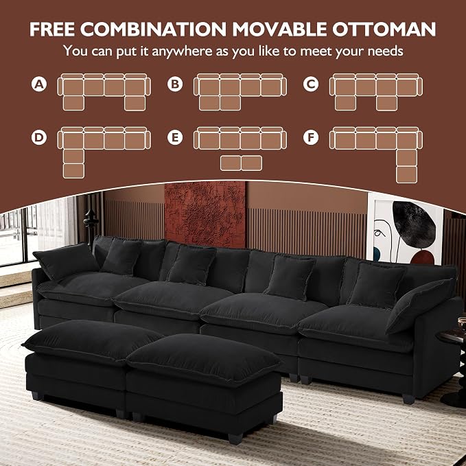 Ihanherry U-Shaped Modern Sofa 146" Modular Sectional Cloud Couch - Image 7