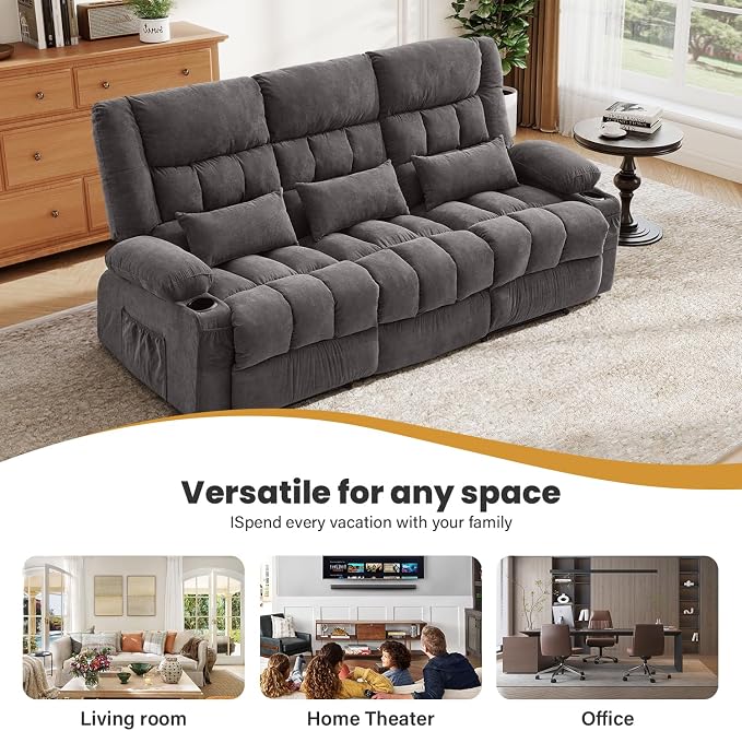 BOSMILLER Reclining Sofa with Cup Holders - Image 7
