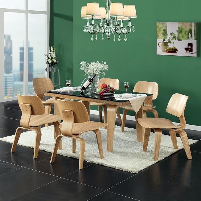 Modway Fathom Mid-Century Modern Molded Plywood Six Kitchen and Dining Room - Image 2