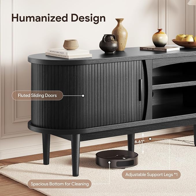 Decofy Mid Century TV Stand for TVs up to 80 Inches, Entertainment Center - Image 5