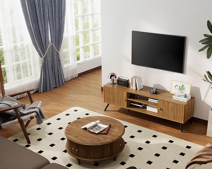 COMHOMA TV Stand for Living Room, Mid Century Modern Entertainment Center for - Image 9