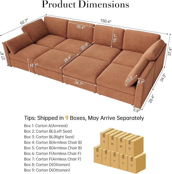 Oversized Modular Sectional Sleeper Couch, Solid Wood Frame, Removable Washable - Image 2