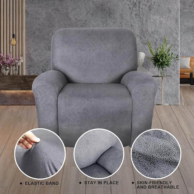 ANARACHON Recliner Chair Covers Leather Like, 4 Pieces Recliner Cover - Image 7