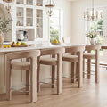 HNY 26 Inch Modern Tall Barrel Bar Stools Set of 4, Velvet Upholstered Barstools by HNY