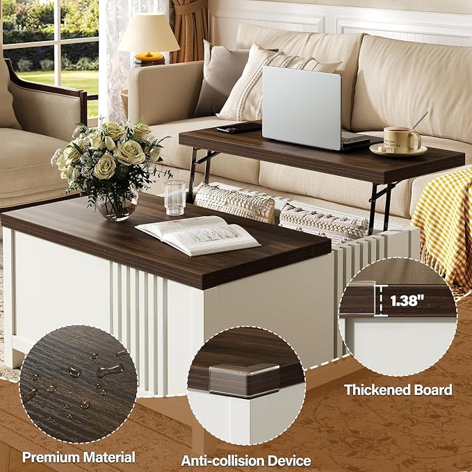 knoworld Farmhouse Lift Top Coffee Table - Image 5