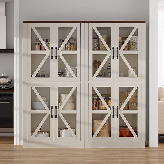 DWVO 66" Storage Cabinet, Tall Bookshelf Display Cabinet, 4 Shelves Curio - Image 9
