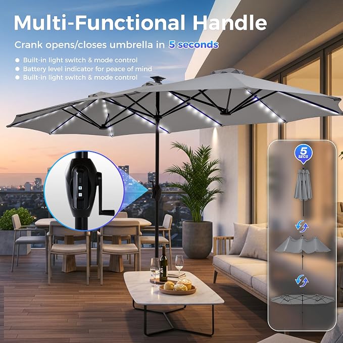 SUPERJARE 13ft Outdoor Patio Umbrella - Image 4