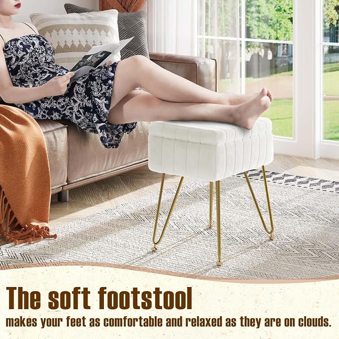 Greenstell Vanity Stool Chair Faux Fur - Image 4