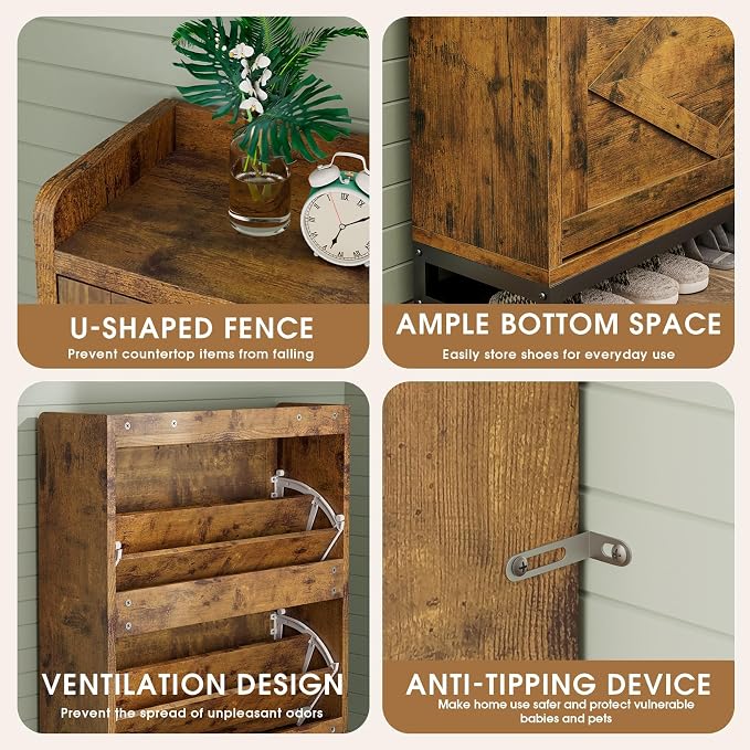 GRUSIGN Shoe Cabinet, Shoe Storage Cabinet - Image 5