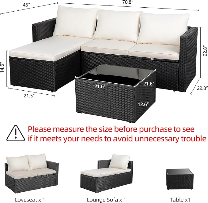 Shintenchi 4 Pieces Patio Furniture Sets, Outdoor Sofa Patio Sectional Sets All - Image 4