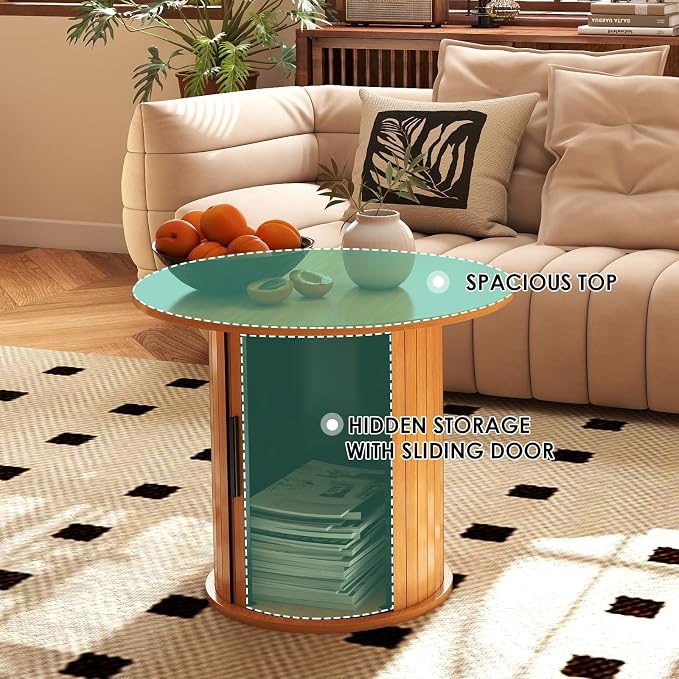COSVALVE Round Wood Coffee Table 23.6IN - Image 4