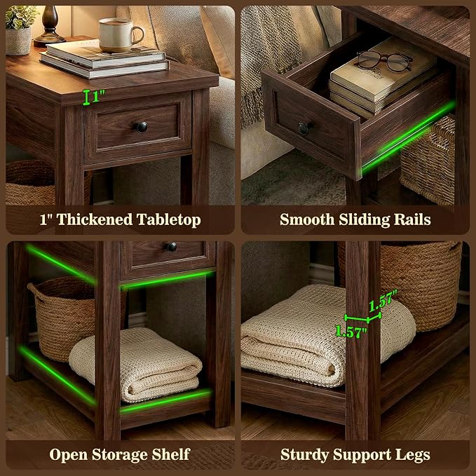 Narrow End Table Set of 2 with Charging Station - Image 8