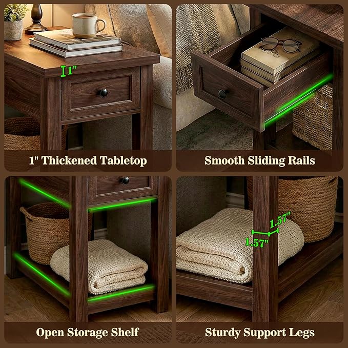 Armocity Narrow End Table with Charging Station - Image 8