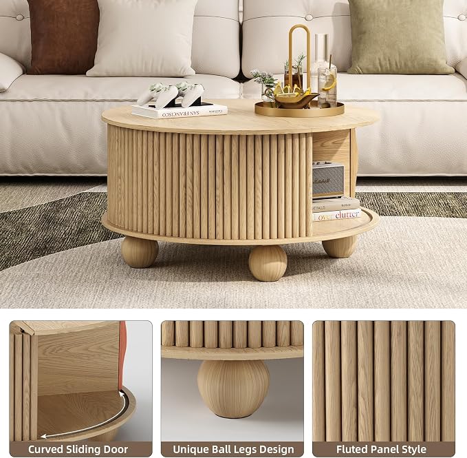 SULIVES Round Coffee Table - Image 3