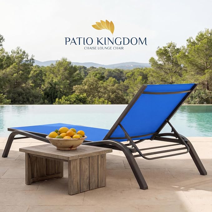 Patio Chaise Lounge Chairs Set of 4, All-Weather Aluminum Pool Loungers - Image 9