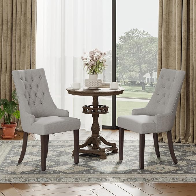COLAMY Fabric Side Dining Chairs Set of 4, Wingback Upholstered Dining Room - Image 8