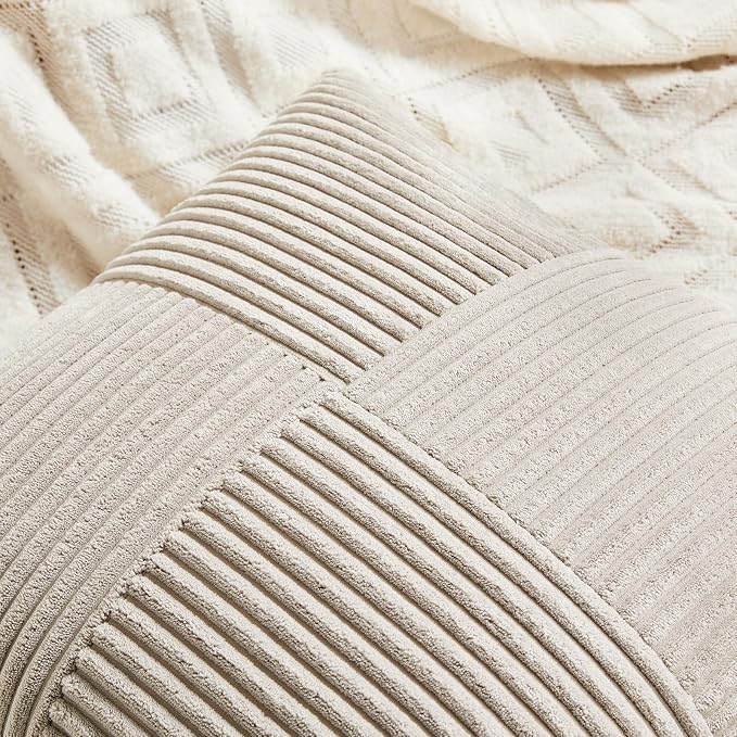 Fancy Homi 2 Packs Neutral Taupe Lumbar Decorative Throw Pillow Covers 16x28 - Image 4