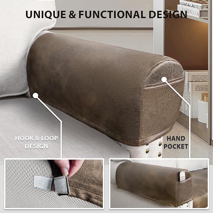 ANARACHON Leather Look Couch Arm Covers Set of 2 Armrest Covers - Image 5