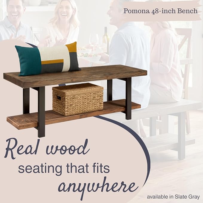 Alaterre Furniture Pomona Entryway Bench – Modern Rustic 48-Inch Solid Wood - Image 4