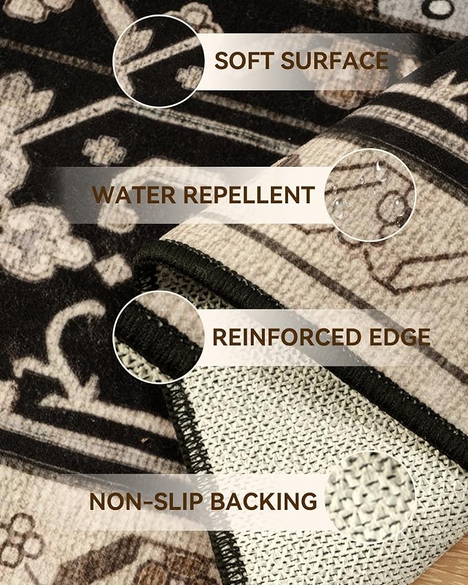 RELEANY Area Rugs 8'x10' Washable Non-Slip, Floral Vintage Distress Print - Image 4