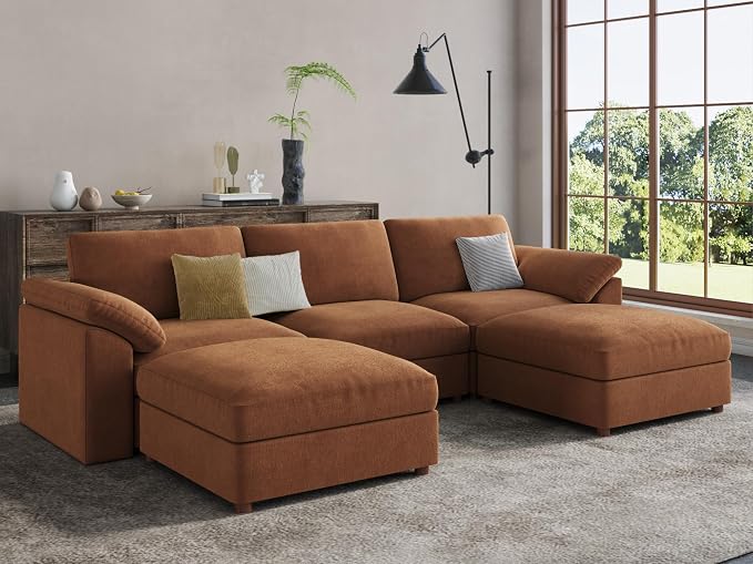 EASE MOOSE Modular Sectional Couch, Oversized Deep Seat U Shape Sectional Couch by EASEMOOSE