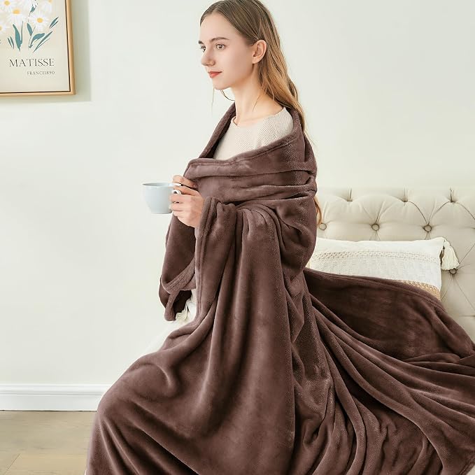 BEDELITE Fleece Blankets Queen Size Brown Throw Blankets - Image 7
