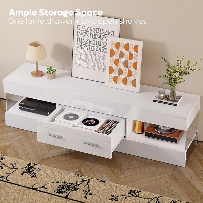 Bestier TV Stand for 55/60/65 Inch TV, High Gloss Modern TV Stand - Image 7