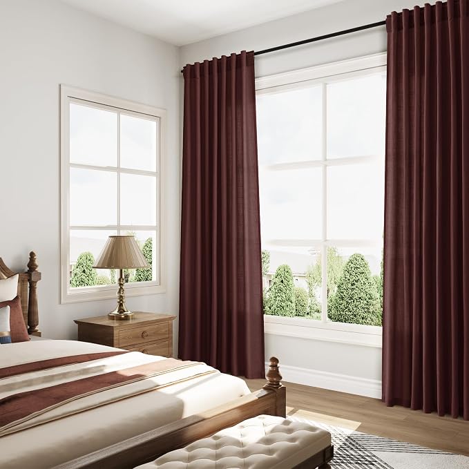 Reddish Brown Linen Curtains 72 Inch Long - Image 8