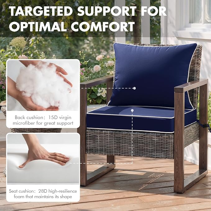 MIULEE Navy Outdoor Seat Cushion 22x24 Inch Waterproof & 3 Year Fade Resistant - Image 6