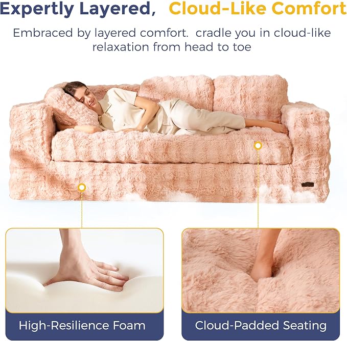 MAXYOYO 3 Seater Sofa for Living Room, Tufted Boneless Couch Bubbled Sofa Couch - Image 5
