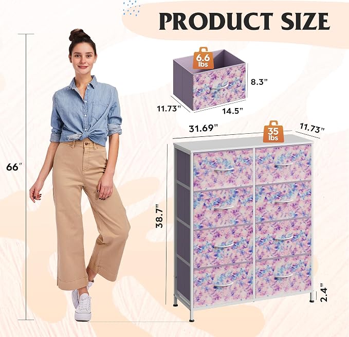 WLIVE Fabric Dresser for Bedroom, Tall Dresser - Image 3