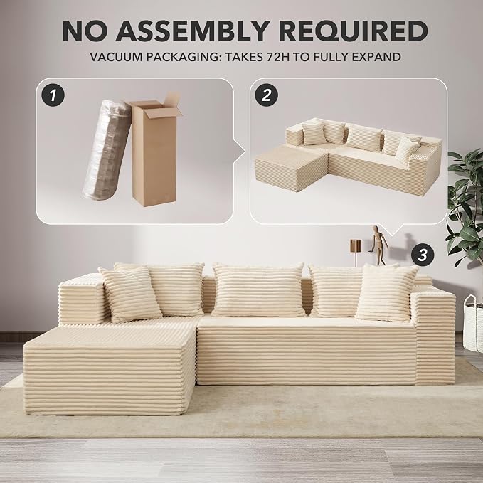 Hetoy Oversized L Shape Modular Sofa, Soft Modular Sectional Couch - Image 3