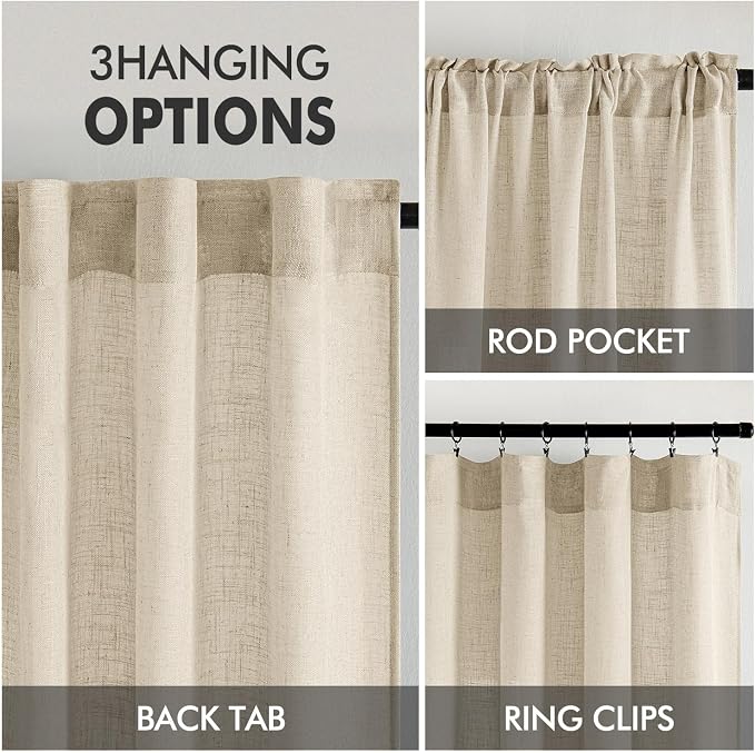 MIULEE Linen Curtains 72 Inch Length 2 Panels - Image 3