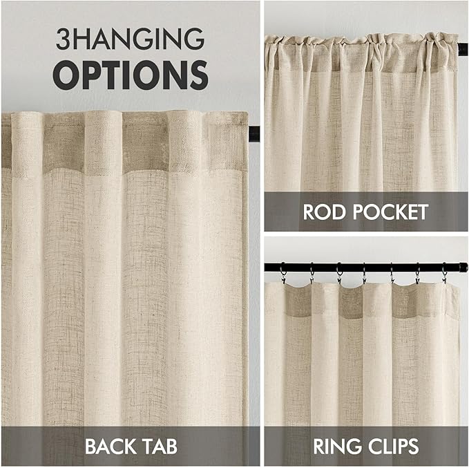 MIULEE Linen Curtains 90 Inch Length 2 Panels - Image 3