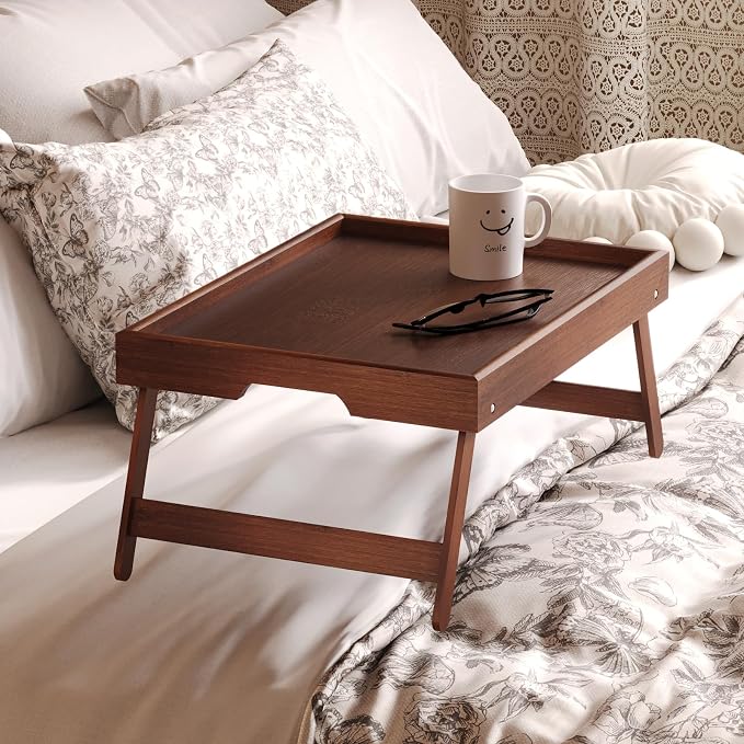 Fibogollo 4 Pack Bamboo Bed Tray Table - Image 3