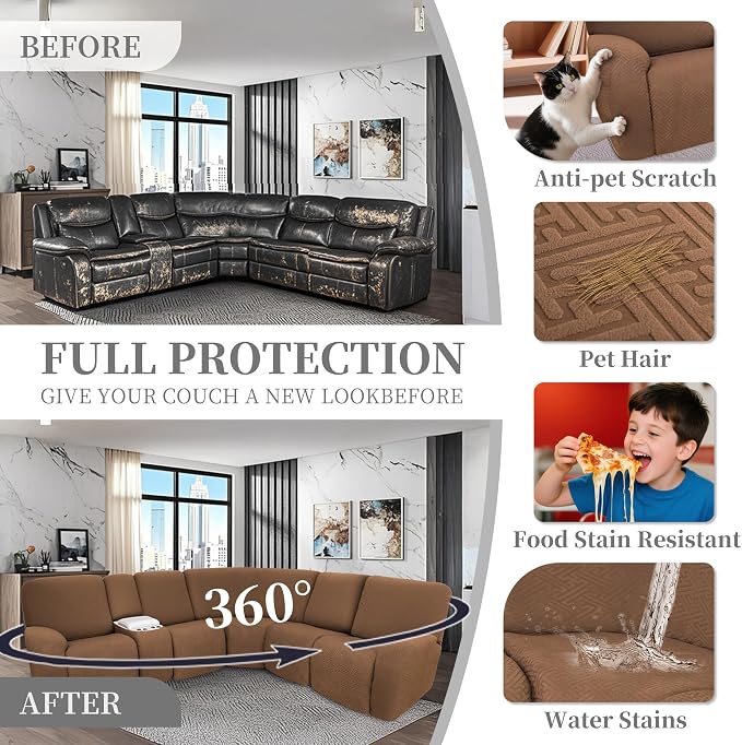 100% Waterproof Sectional Recliner Couch Covers - Image 6